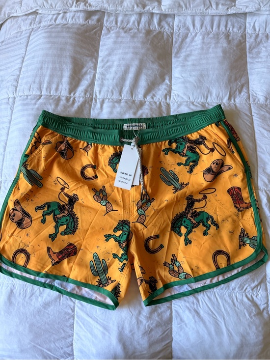Other - Western Rodeo Print Athletic Shorts in Yellow & Green